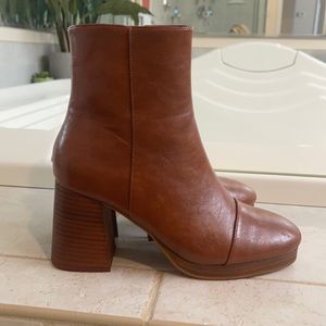 Cognac brown leather boots